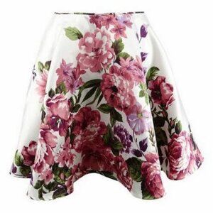 City Studios Juniors Skirt Floral-P Cream, Various Sizes